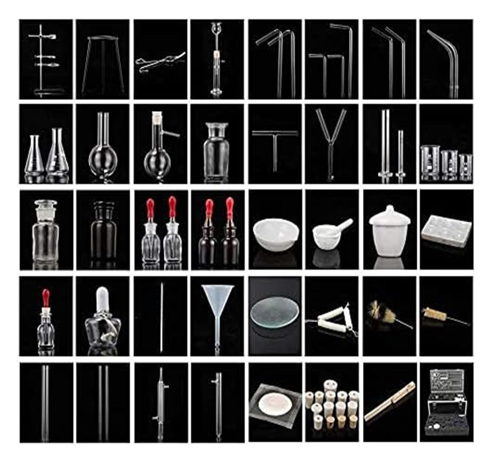 Contenitore per esperimenti di chimica nelle scuole medie e superiori, Kit per esperimenti in vetro per chimica di laboratorio Kit in vetro per unità di olio essenziale per strumenti di laboratorio