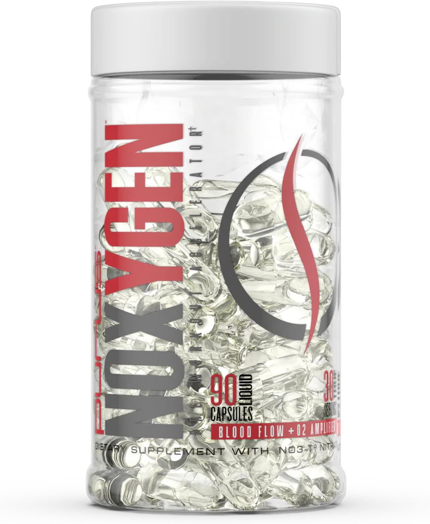 NOXygen Liquid Capsules Pre-Workout Accelerator | Nitric Oxide Pump Pills | Blood Flow & Oxygen Amplifier | 30 Servings, 90 Capsules