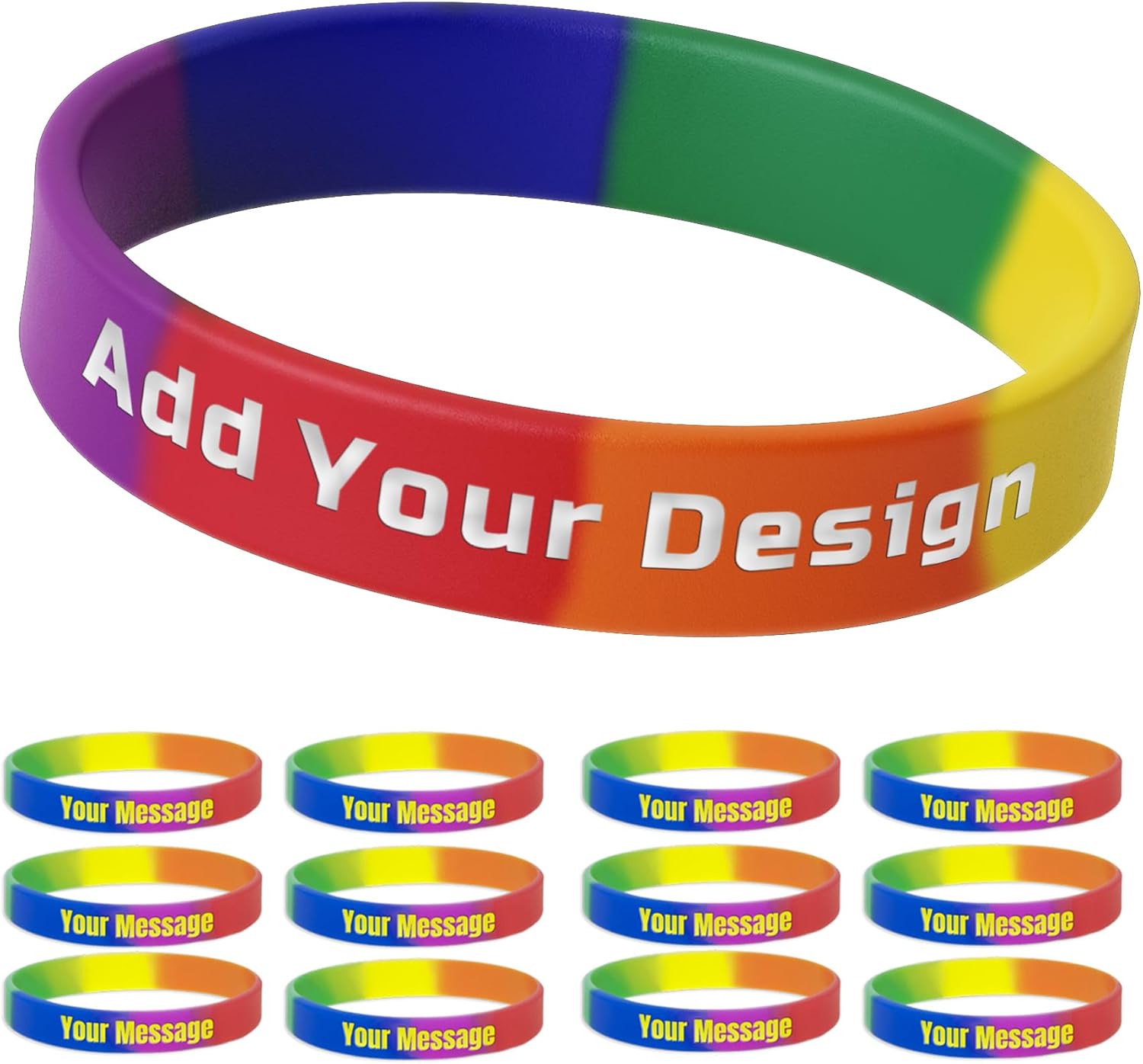 Custom Rubber Bracelets with Logo/Text/Clipart 1/2 Inch Rubber Bracelets Customized for Men Event Wristband for Awareness Fundraising Memorial Support