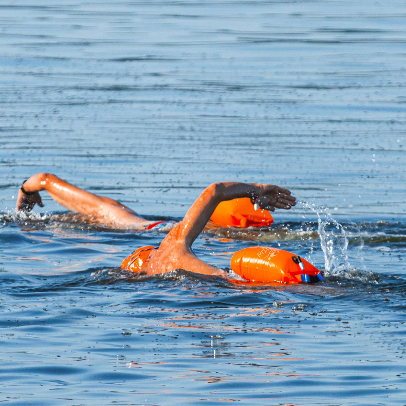 Schwimmboje - 20L Orange, Boje Schwimmen für Erwachsene und Kinder, Trockensack Gute Sicherheit beim aufblasbar für Open Water und Triathlon