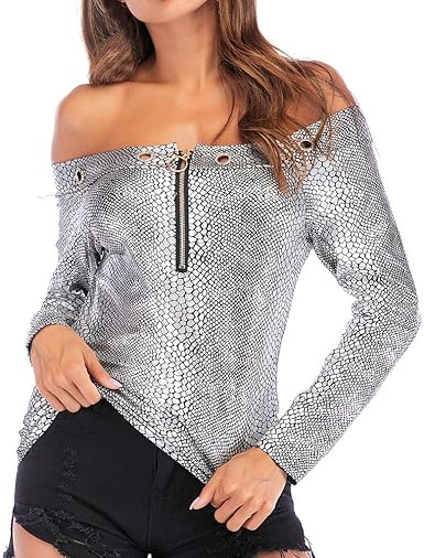 off shoulder zip up jacket