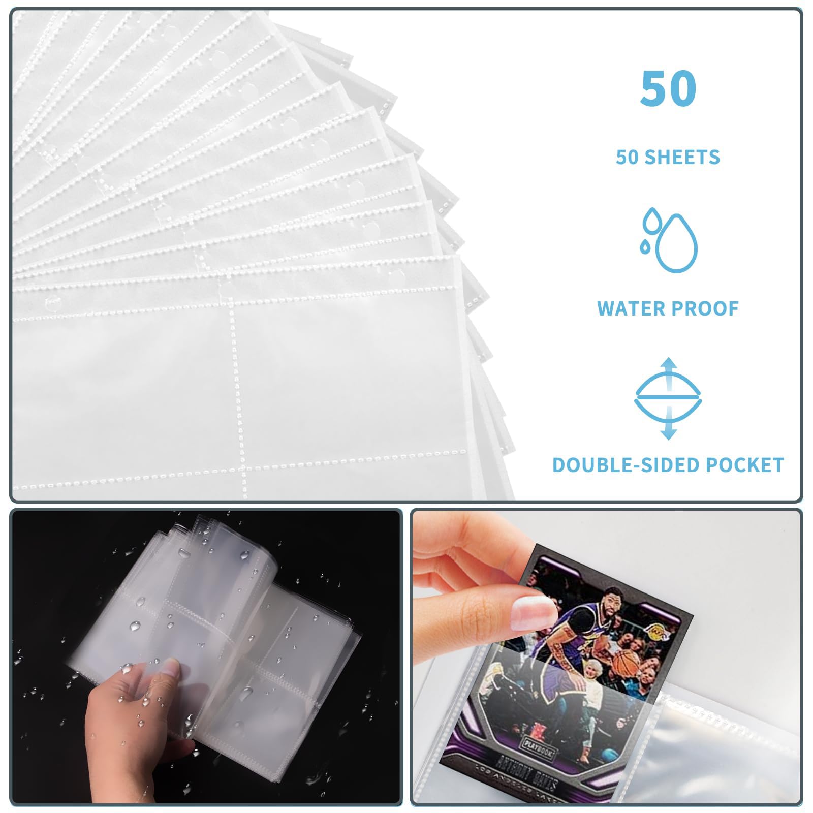Football Binder,4 Card Binder,Card Album,Convenient Zip Binder,PU Leather Trading Card Binder for MTG Football Play Cards(400Pockets) - Image 4