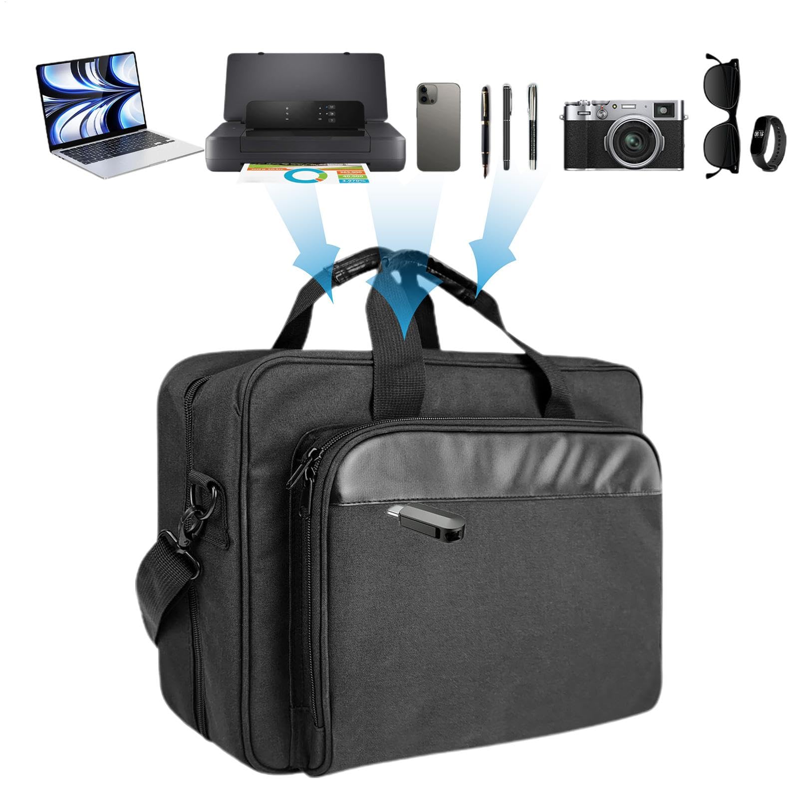 Damen Herren Aktentasche Laptoptasche Laptoptasche Gepolsterte Mobile | Drucker Tragetasche mit Schulter & Trolley Gurt Anpassbare Drucker Tragetasche Große Kapazität Laptop Aufbewahrungstasche Lap