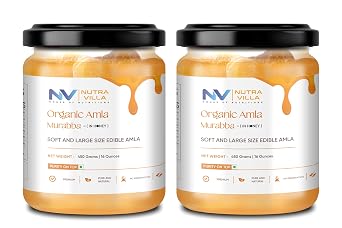 Nutravilla Organic Amla Murabba with Raw Forest Honey | Dry And Fresh Awla Murrabba | Contain Vitamin C & Antioxidants | Immunity Booster | Sugar Free | 2 Jars Of 450 Gram Each