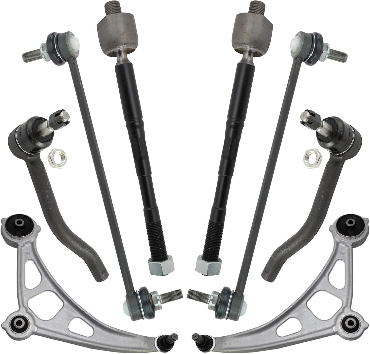 TRQ Front Steering & Suspension 8-Piece Kit with Control Arms and Ball Joints for 2015–2023 Nissan Murano