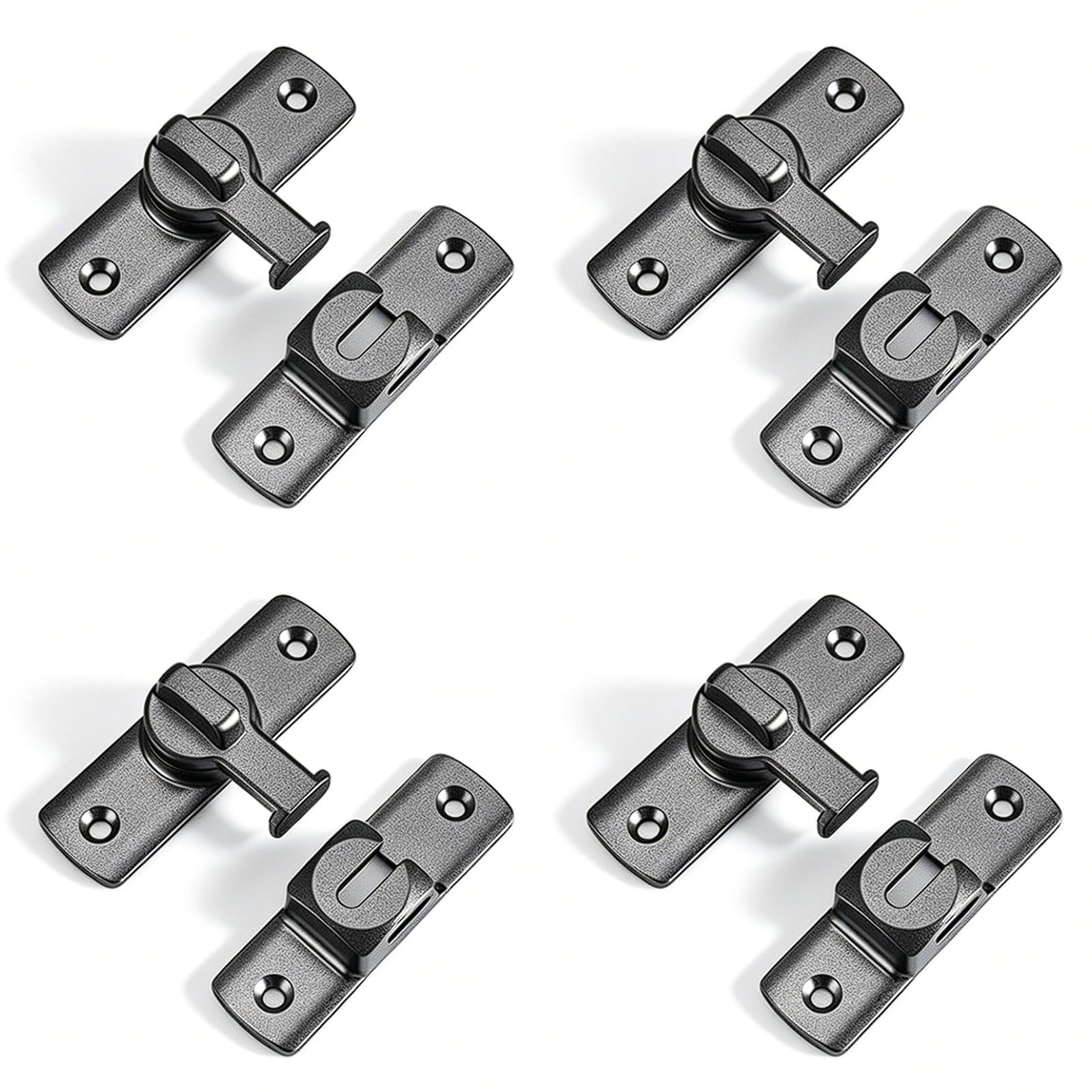 No-Drill Sliding Door Latch, Anti-Theft for Indoor Bathroom, Security Lock, Safety Buckle Aluminum Alloy(Gray)