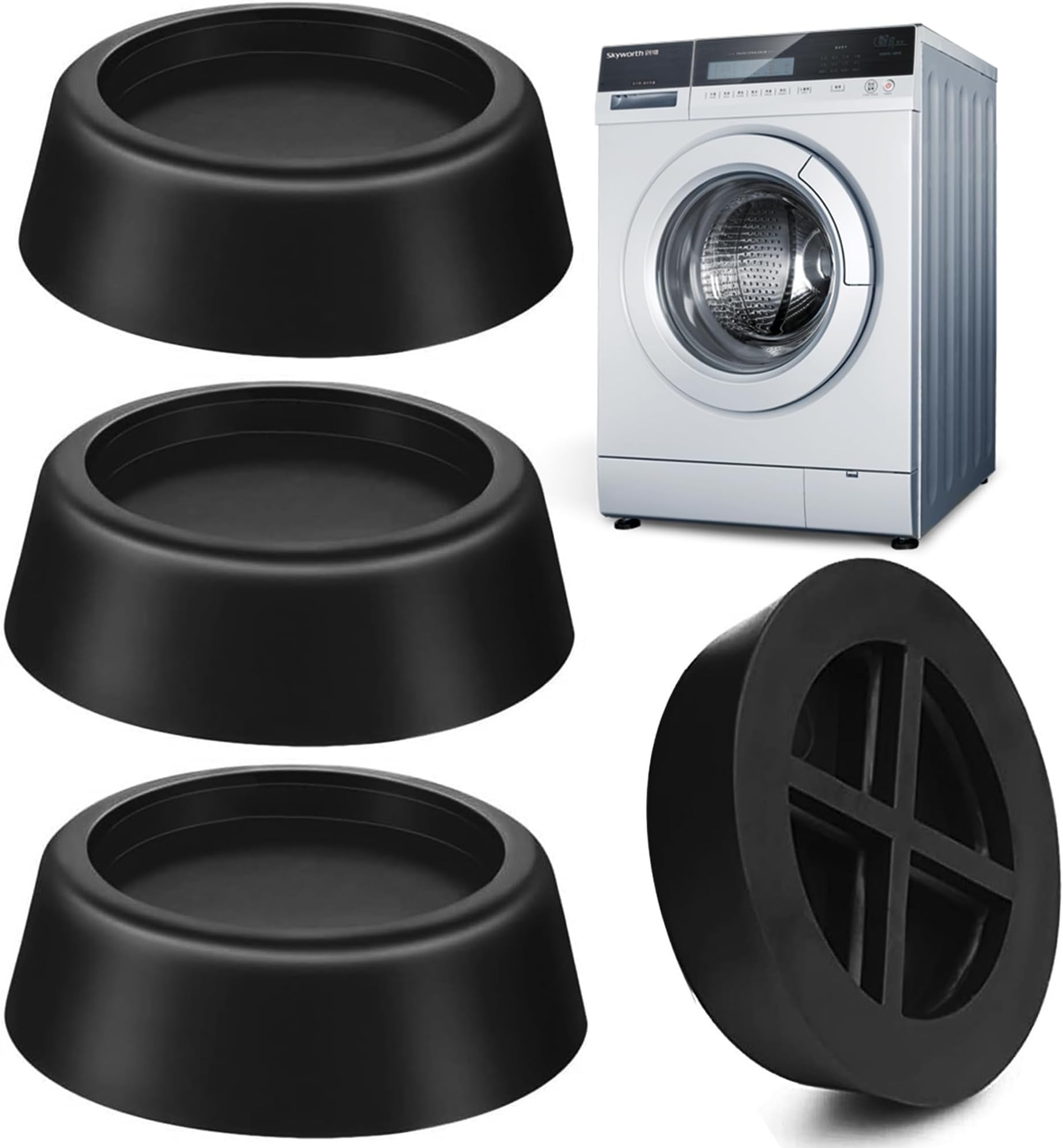 Navani Anti Vibration Pads | Universal Rubber Shock Absorber Mat for Washing Machine & Dryer | Prevent Noise & Slips | 4pcs