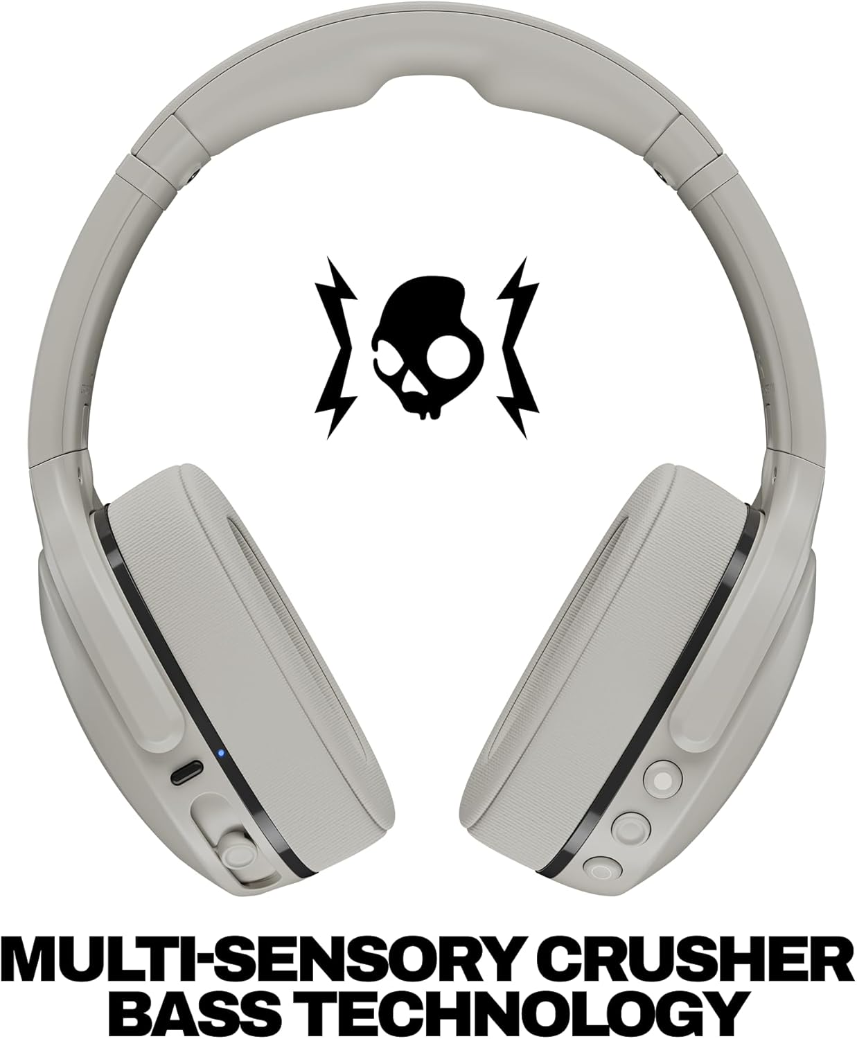 Skullcandy Crusher 540 Active Wireless Bluetooth Headphones with Multi-Sensory Bass, Noise Isolating Over-Ear Fit, Sweat and Water Resistant, 40 Hours Battery, Microphone for iPhone Android - Concrete - Image 2