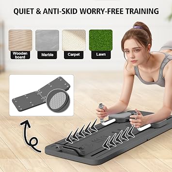 Pilates Board - Pilates Reformer Set, Multi-Purpose Foldable Pilates Reformer Board for Home