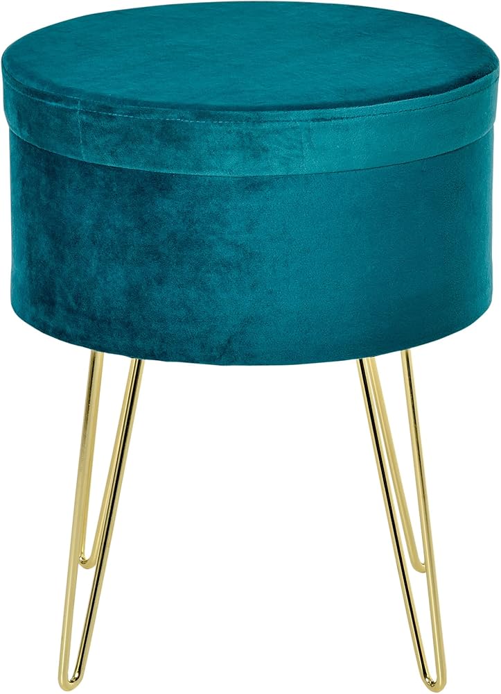 Homcom pouf contenitore 2 in 1 in legno e velluto verde IT838-0330631