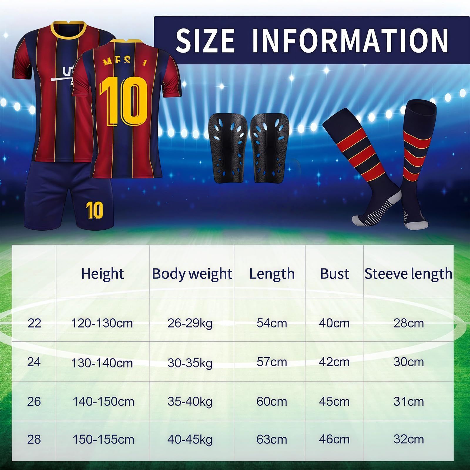 Pardofelis Fußball Trikot Set für Kinder, Fussball Trikot Kinder, Outdoor Football Jersey Trikots, Fußball T-Shirt Shorts Socken und Schienbeinschoner für Junge Fußballtraining