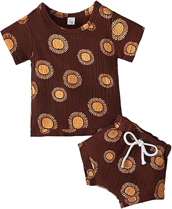 NJGRAE Baby,Clothing,Baby Boys 0-24m,Outfits & Clothing Sets NJGRAE Toddler Boys Baby Short Kids Tops+ Cotton Linen Girls Set Shorts Rainbow 2pcs Outfits T-Shirt Summer Clothes Sleeve Boys Outfits&Set 4t Boy Outfit Sets Fall