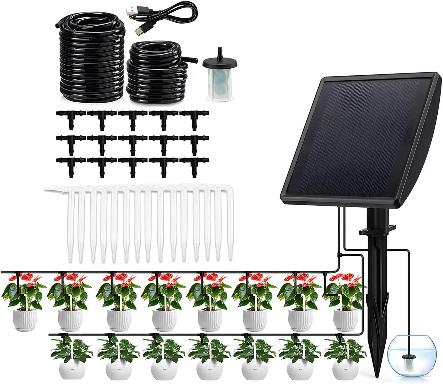 Adjustable Drip Irrigation Systems for Lawns and Greenhouses Using Solar Up to 70 Percent Water Efficiently Customizable Automatic Irrigation
