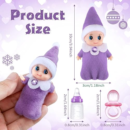 Miniatura 2 de Juego de 18 muñecas elfas pequeñas, 6 elfos de Navidad, 6 botellas de leche de elfo y 6 chupetes de elfo, mini muñecas coloridas de felpa lindas