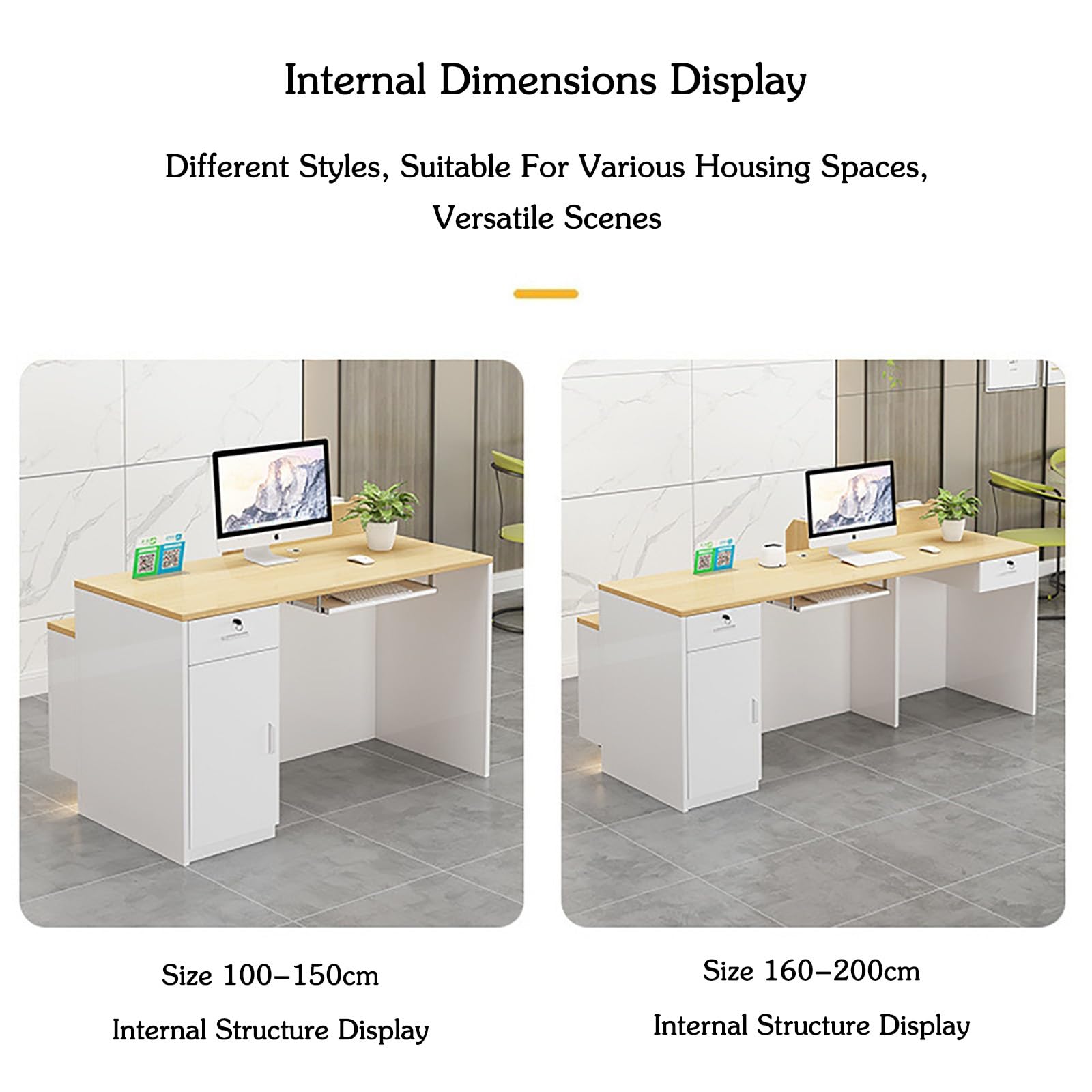 BEBANE Comptoir De Réception Moderne Avec Éclairage LED Comptoir D'accueil Avec Tiroir Verrouillable Comptoir De Vente Au Détail Avec Casier Pour Magasin Salon Hall D'entrée Bureau(C-2,140cm/55.1in