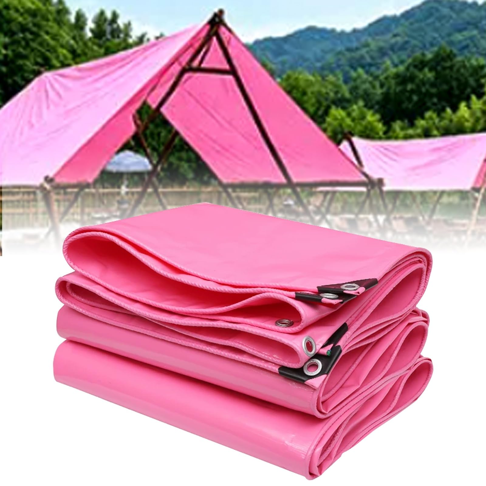 Pink Tarpaulin Sheets, Heavy-duty Outdoor Waterproof Tarp, UV-resistant, Suitable For Camping, Greenhouses, Patios, Gardens,porches,gazebos,other Outdoor Uses(5x10m/16.4x32.8ft)