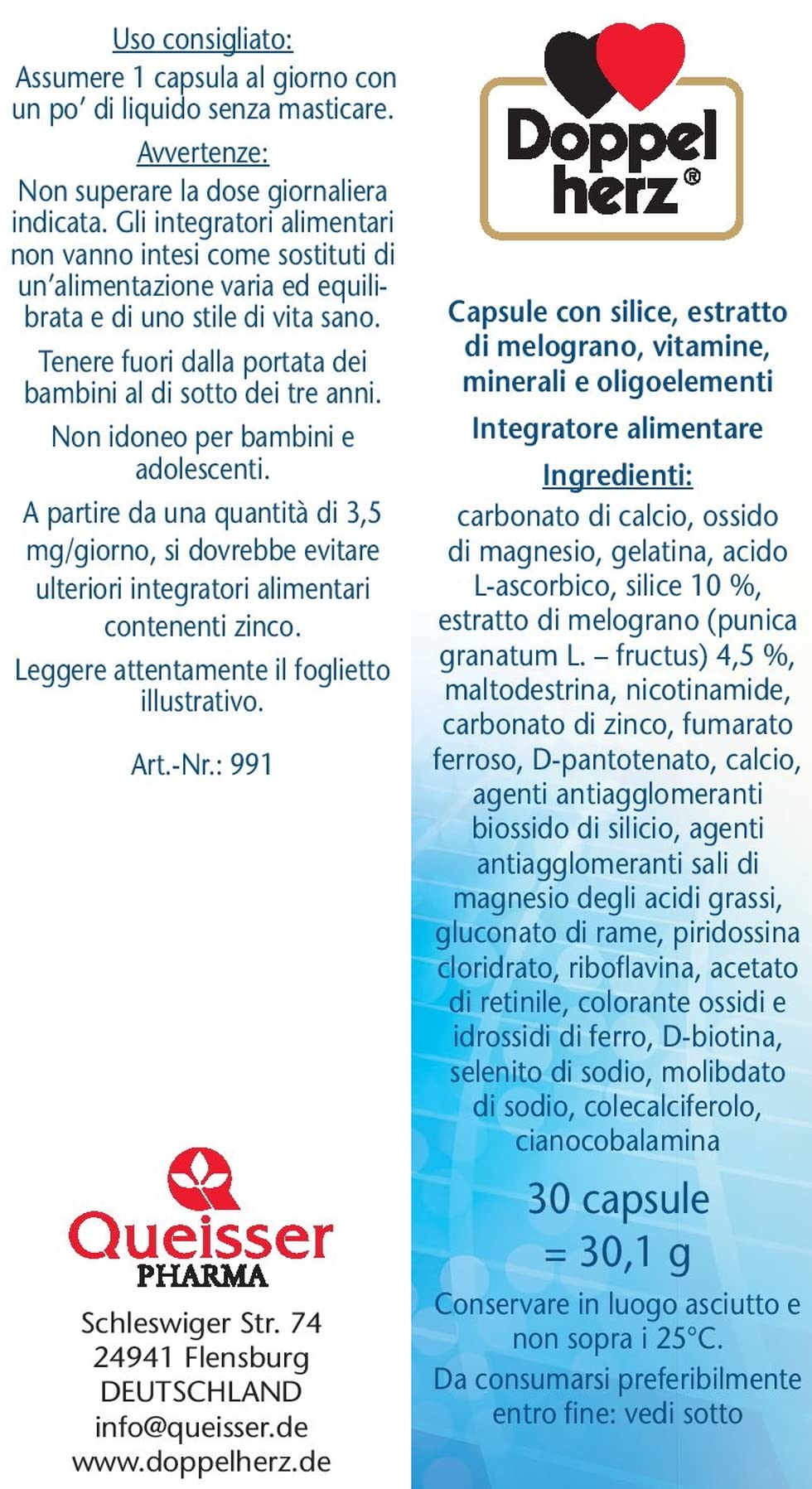 Unghie Forti EXTRA – Integratore per Unghie Fragili con Biotina, Zinco e Selenio – con Silice ed Estratto di Melograno – 30 Capsule – Senza Glutine e Senza Lattosio – 1 al Giorno - Doppelherz
