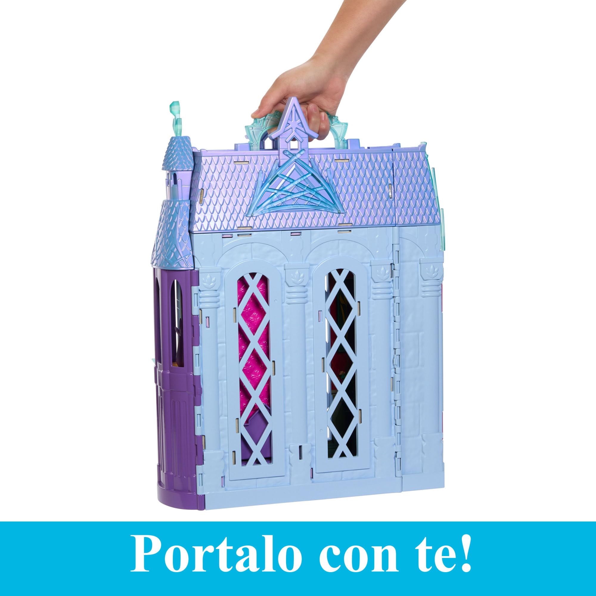 Mattel Disney Frozen - Castello di Arendelle, playset con 4 aree di gioco e bambola Elsa, 15+ mobili e accessori inclusi, ispirato al film Disney Frozen 2, giocattolo per bambini, 3+ anni, HLW61