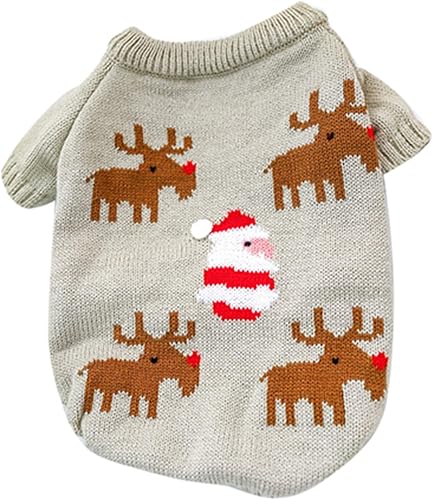 Disfraz de suéter con estampado de alce de Papá Noel, para cachorro, cálido, para invierno, talla L