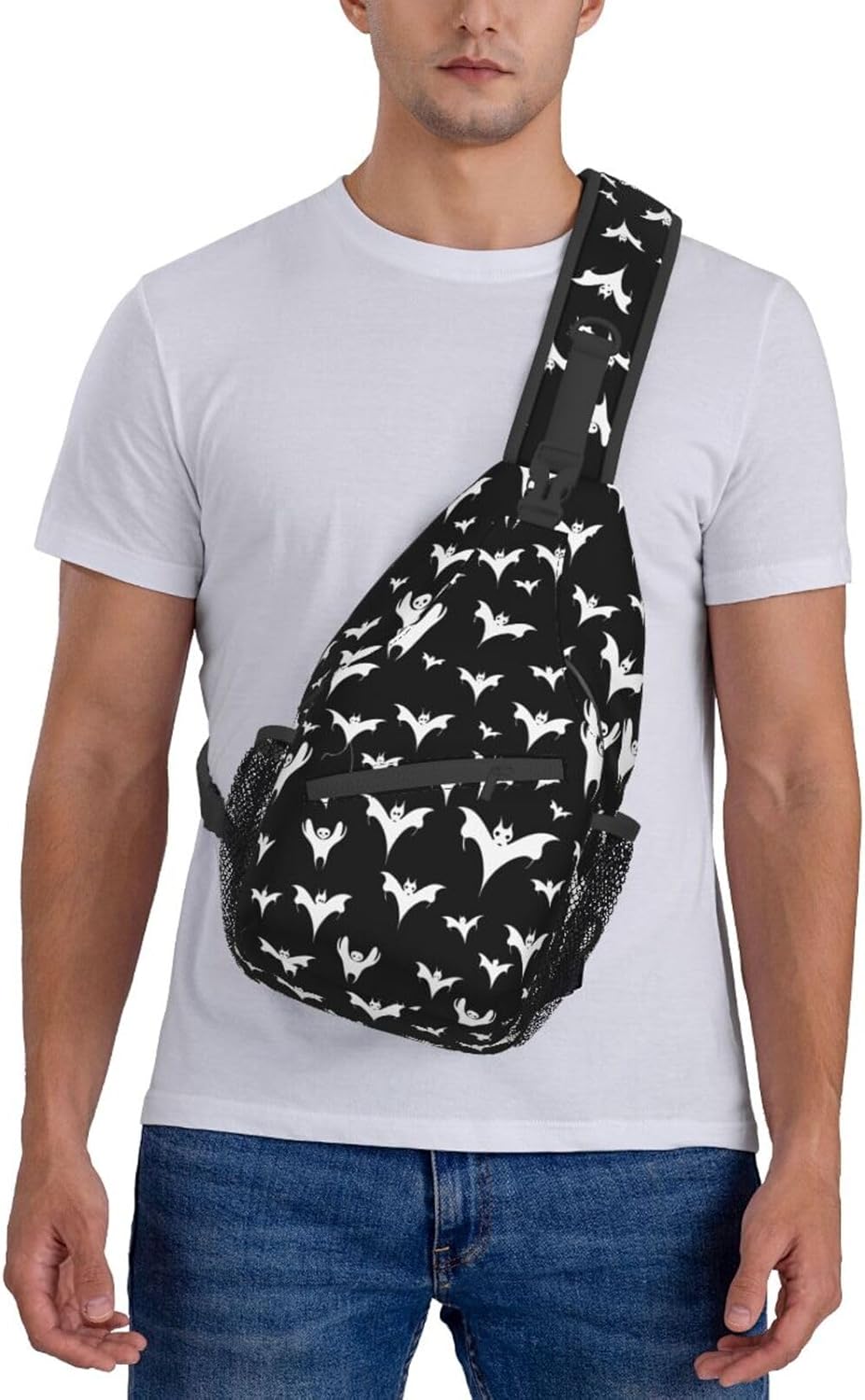 Halloween Goth Bats And Moon Sling Backpack Hiking Backpack Crossbody Bag Sports Lightweight And waterproof Chest Bag Shoulder Bag For Women Men - Image 7