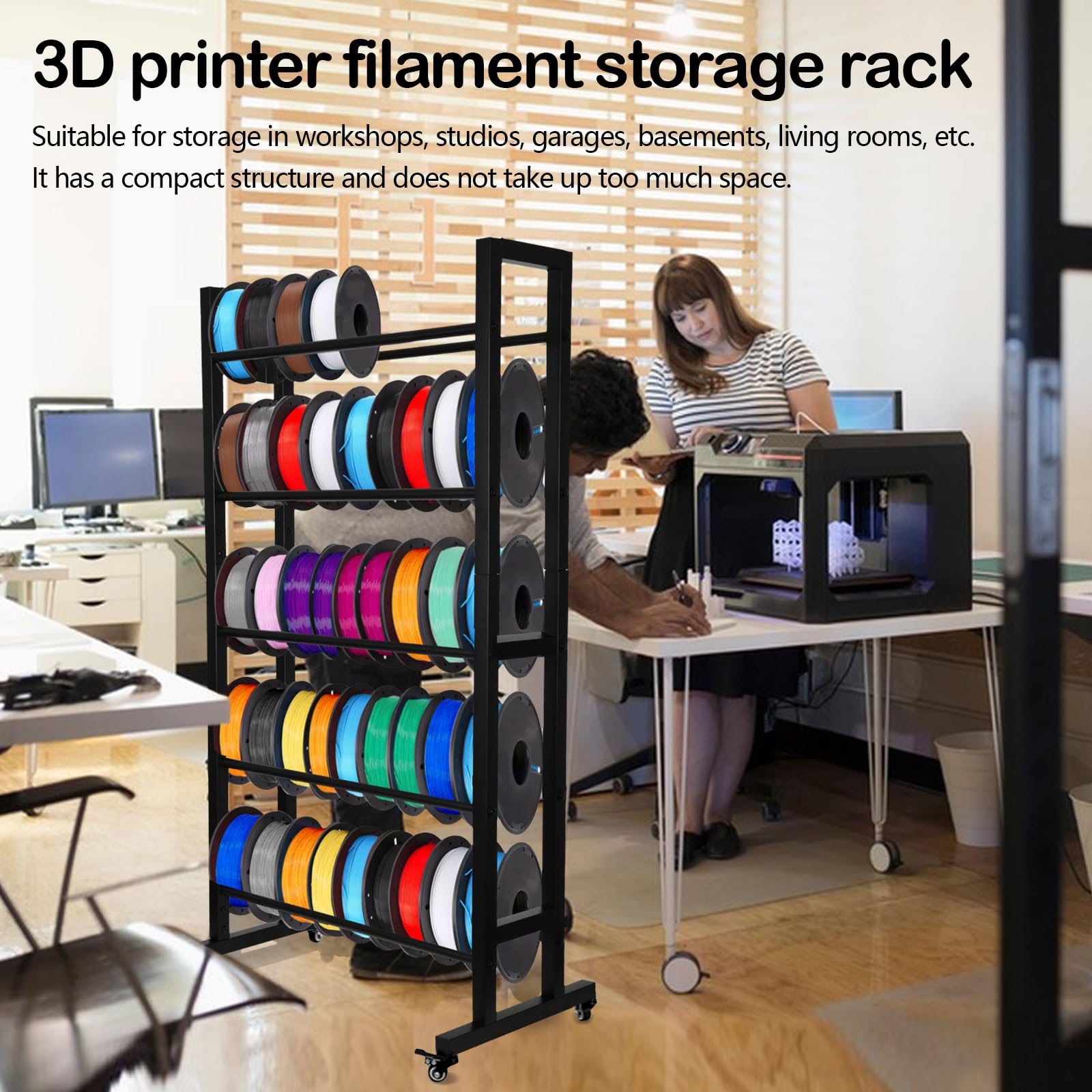 Estante De Almacenamiento De Filamentos De 5 Niveles Para Impresoras 3d, 130x70x22cm, Soporte De Almacenamiento Para Filamentos De ImpresióN 3d Compatible Para Pla, Abs, Petg, Tpu, Madera