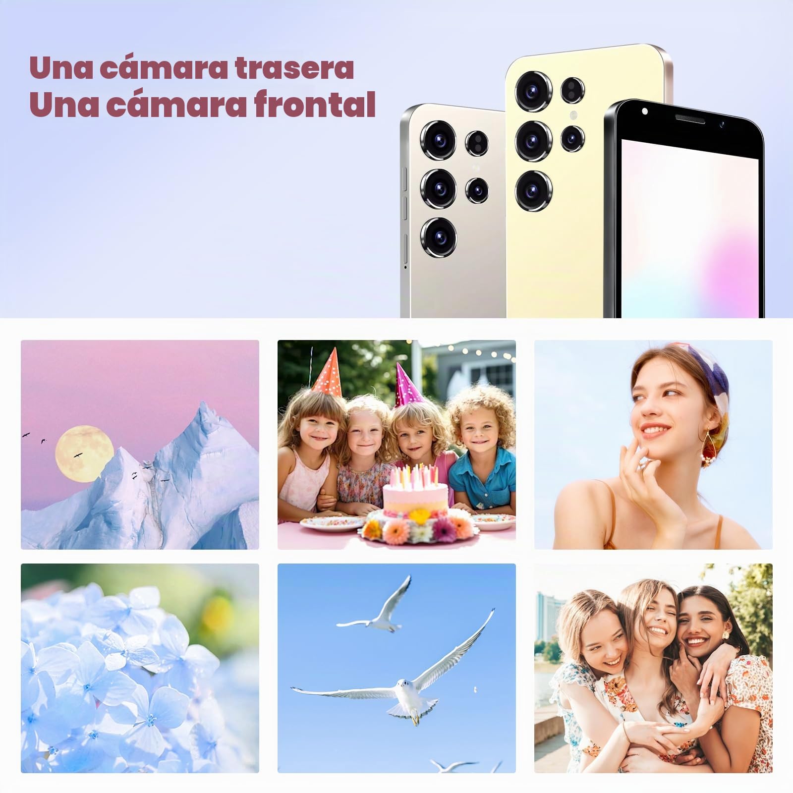 Desbloquear el teléfono móvil, pantalla de 6,3 pulgadas, 2GB RAM + 16GB ROM / TF 128GB, cámara doble 2MP + 8MP, soporte 4G LTE FDD TDD, doble tarjeta sim, adecuada para principiantes. (moon black)