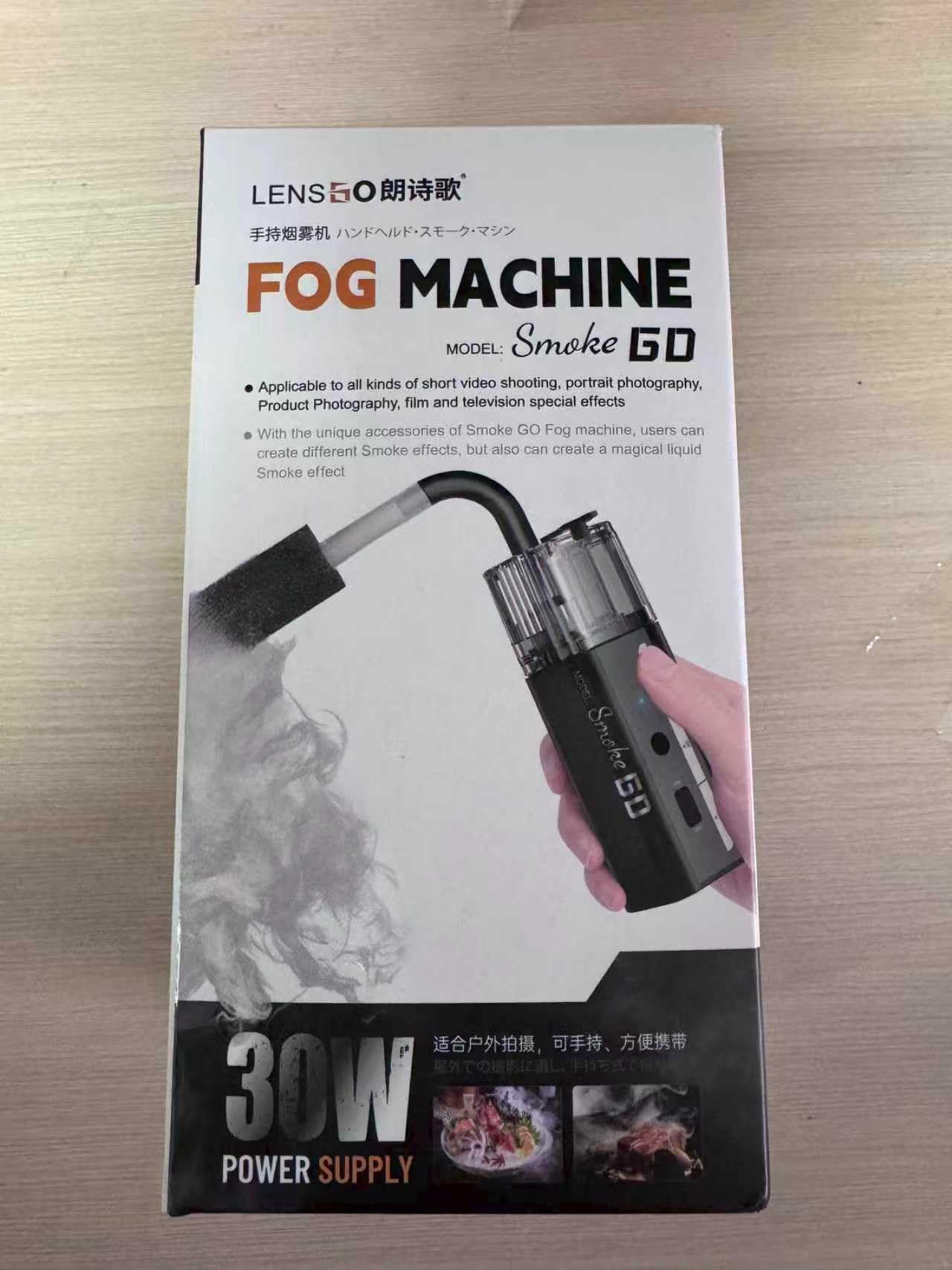 LENSGO SMOKE GO Macchina del fumo portatile 30W Mini generatore di nebbia con telecomando e batteria ricaricabile, 5 modalità in 1 per fotografia, video, matrimoni e creatori di contenuti (Smoke GO)