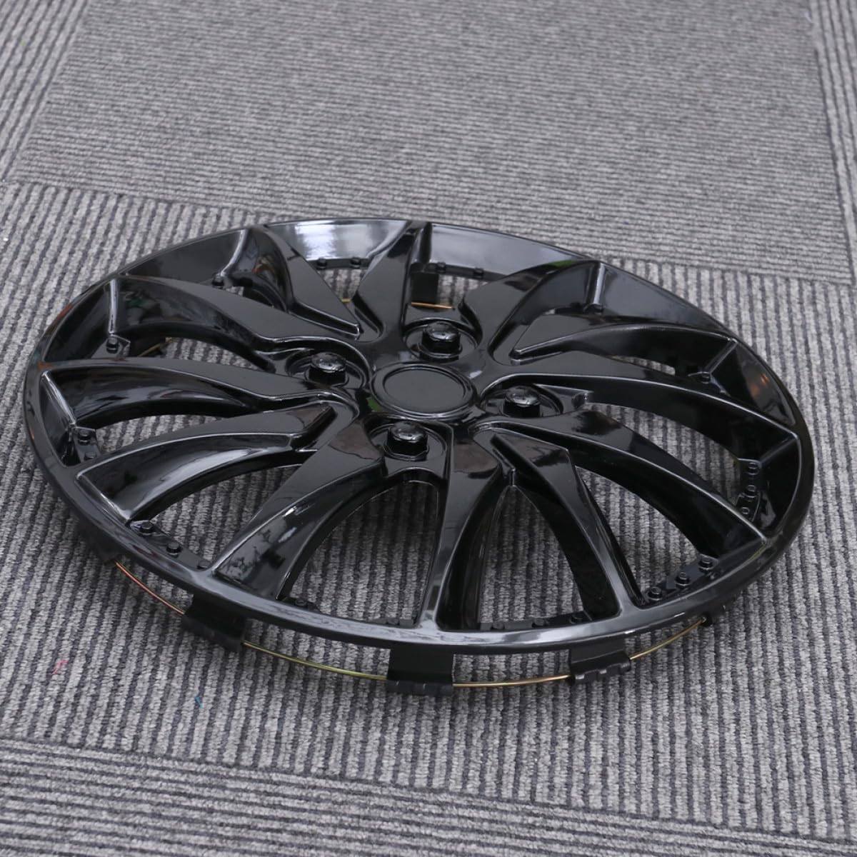 YARNOW 2 Coprimozzi per Auto 14 Pollici Nero in Plastica Resistente All'usura Facile da Installare Copricerchio Decorativo per Cerchioni Auto