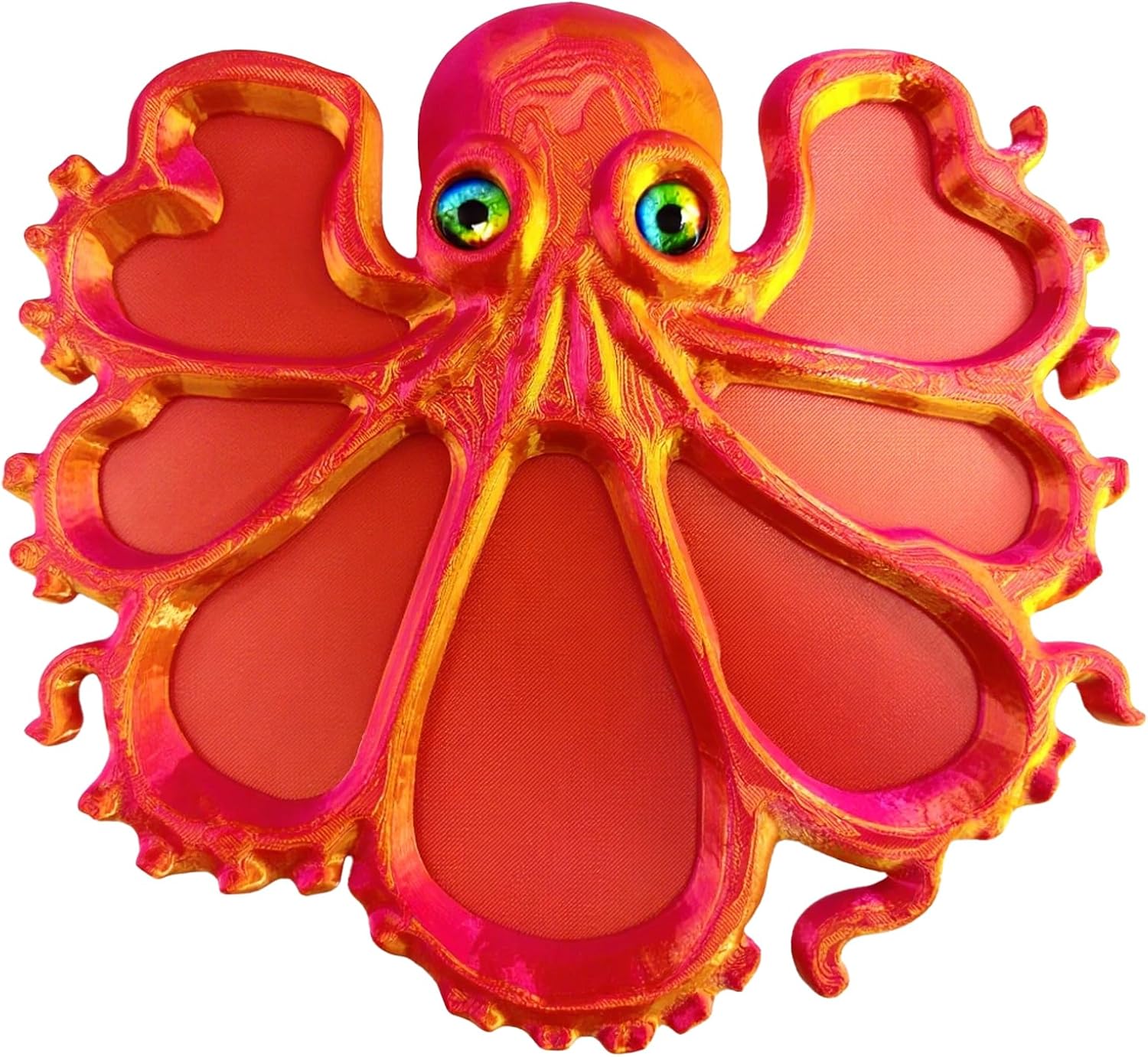 Unique Octopus Fruit Plate 3D Printed Grid Snack Plate Party Snack Plate Modern Home Decoration (Red Gold)