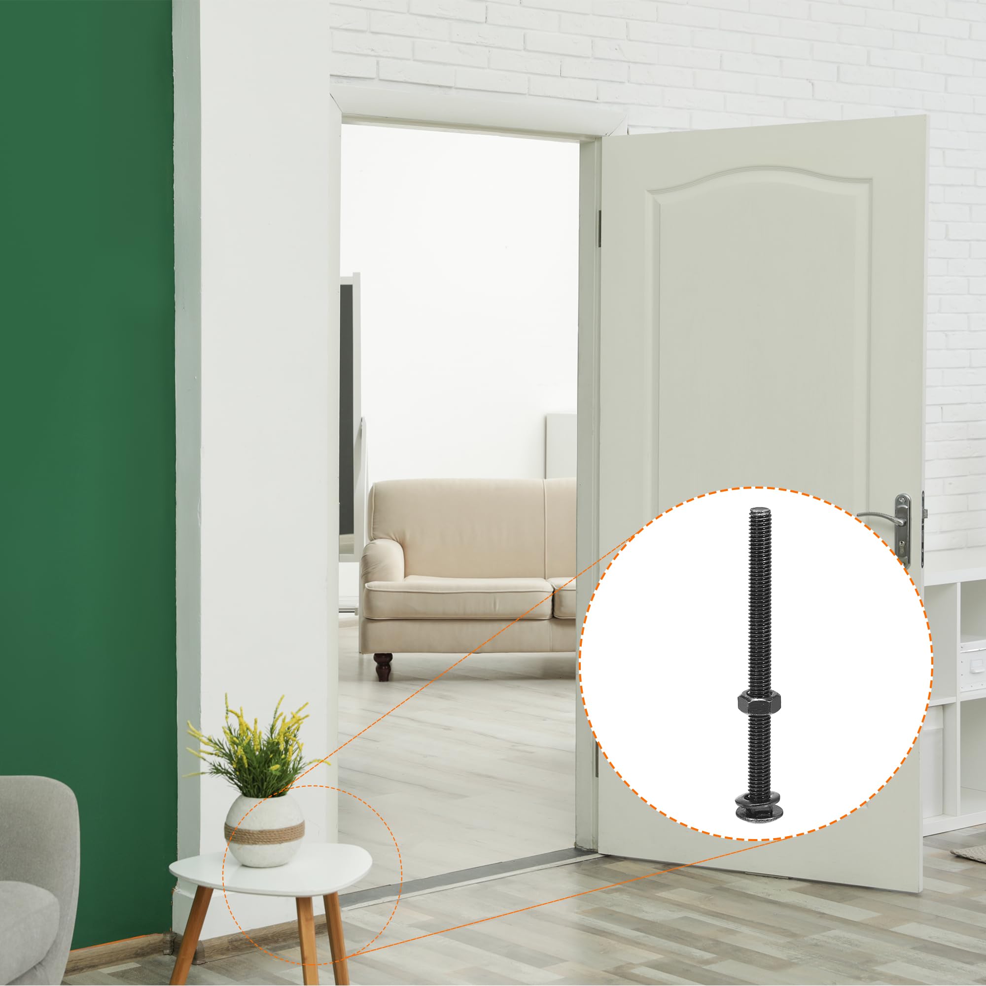 QUARKZMAN M6x90mm Boulons À Tête Ronde Et Collet Carré Avec Écrous Et Rondelles, 25Set Acier Inoxydable 304 Boulons À Tête Ronde Et Collet Carré, Noir