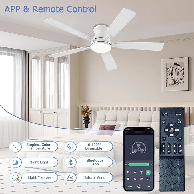 Ventilador de Techo 54 Pulgadas con Luz y Control Remoto, Fl miniatura 7