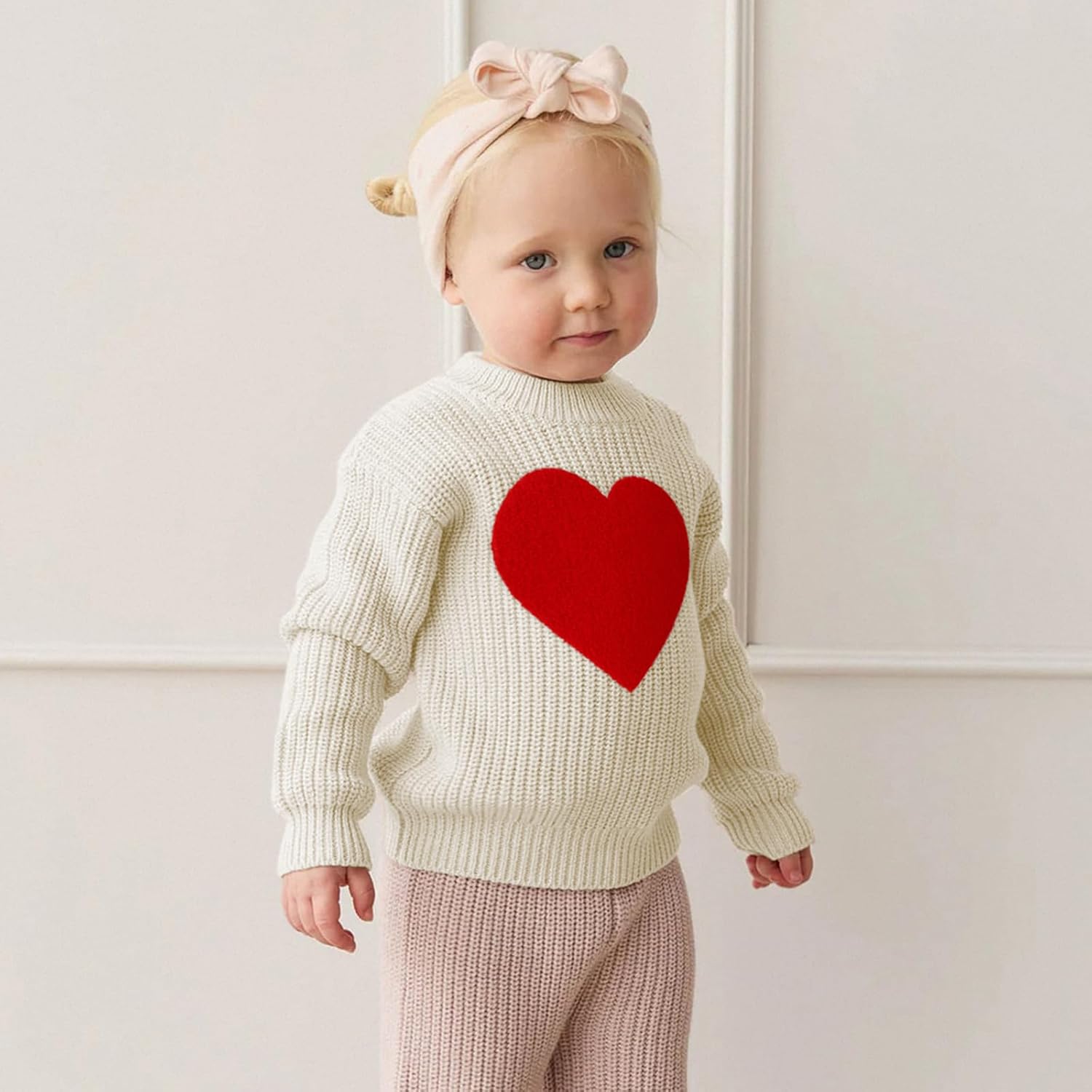 Ritatte Toddler Girl Valentines Sweater Baby Love Heart Embroidered Knit Sweatshirt Warm Fall Winter Clothes 2-6T - Image 3