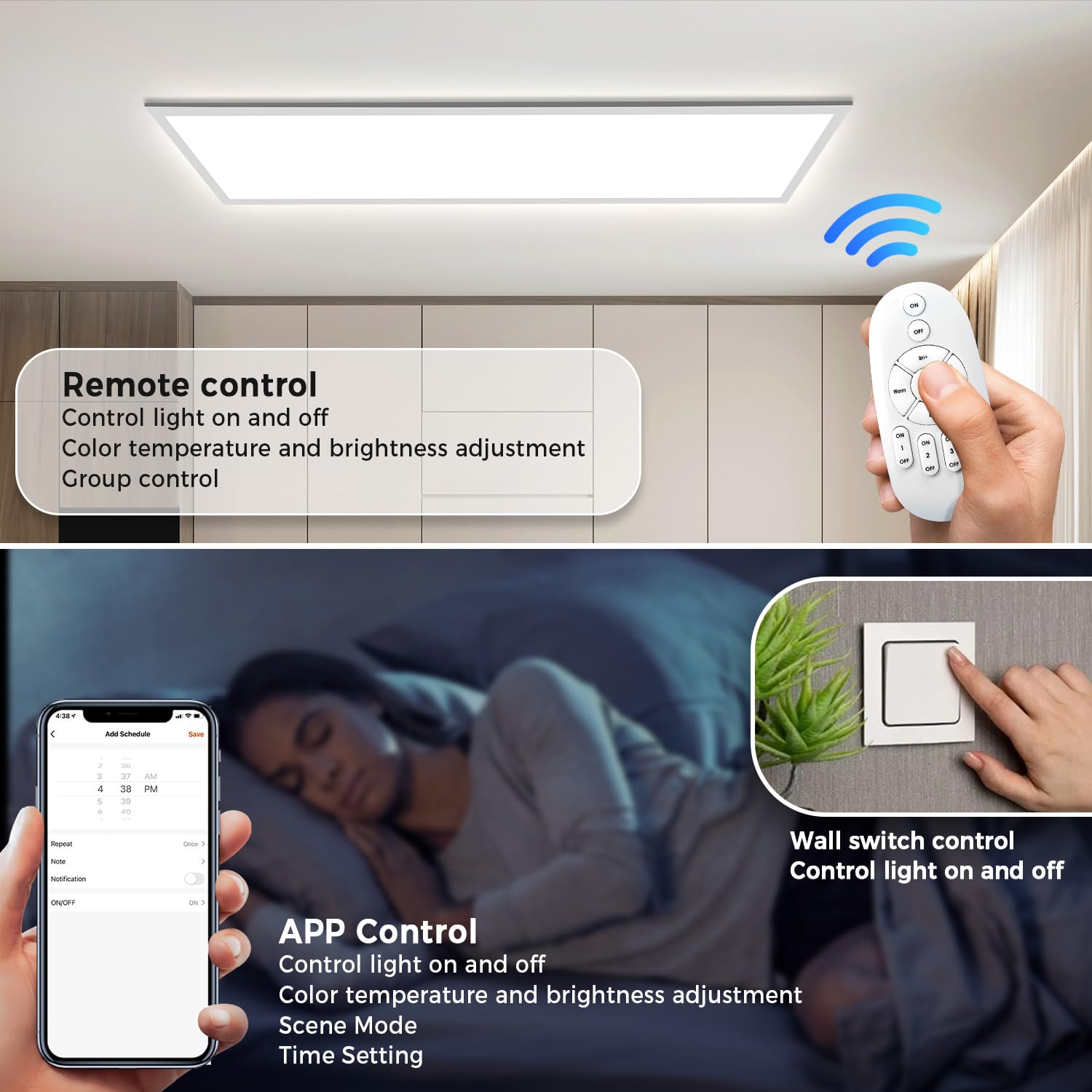 Deckenleuchte LED Dimmbar 100x25CM, 28W Smart LED WIFI TUYA Deckenlampe mit Fernbedienung, App-Steuerung 2700K-6500K Rechteckige Panel, Deckenleuchten mit Memory Funktion für Wohnzimmer, Badezimmer