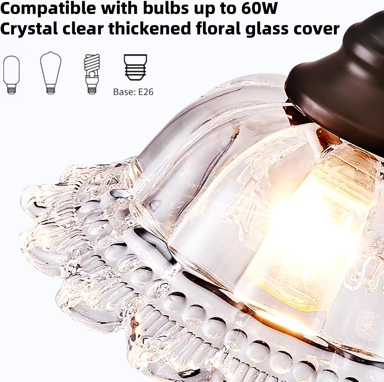 vintage pendant light fixtures for kitchen island,3-light black dinner room chandelier with flower lampshade, adjustable height hanging light fixture for hallway entryway 3 light black pendant light