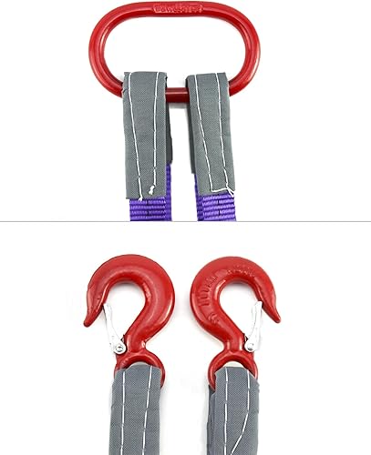 Miniatura 3 de QWORK Correas de elevación con ganchos, 5 pies, capacidad de 4409 libras, paquete de 2 correas de poliéster, correas de aparejo moradas para