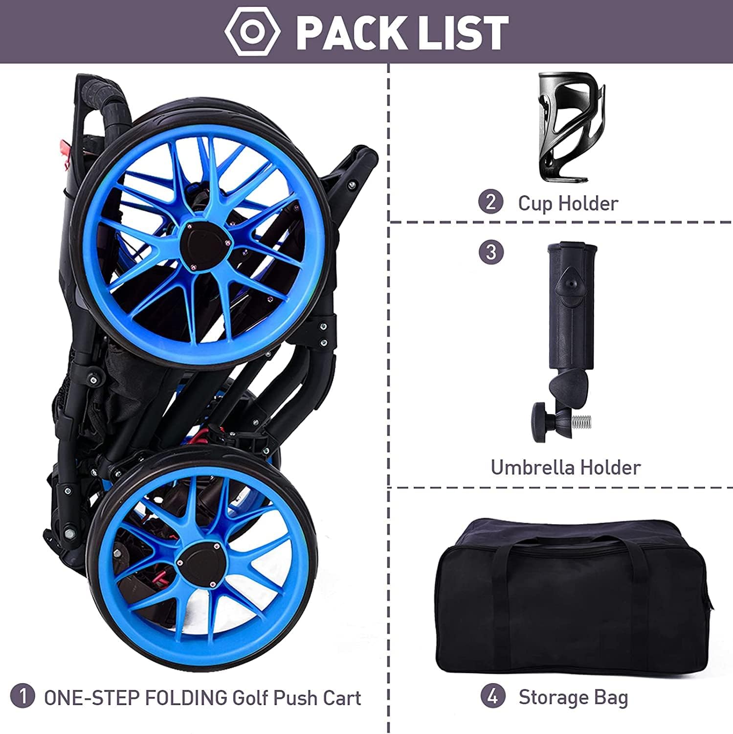 Bеѕt Dеаl Prоduсt Morinome Golf Push Cart, 4 Wheel Folding Compact Golf Pull Cart with with Umbrella Drink Holder, Golf Cart for Golf Bag, Clubs