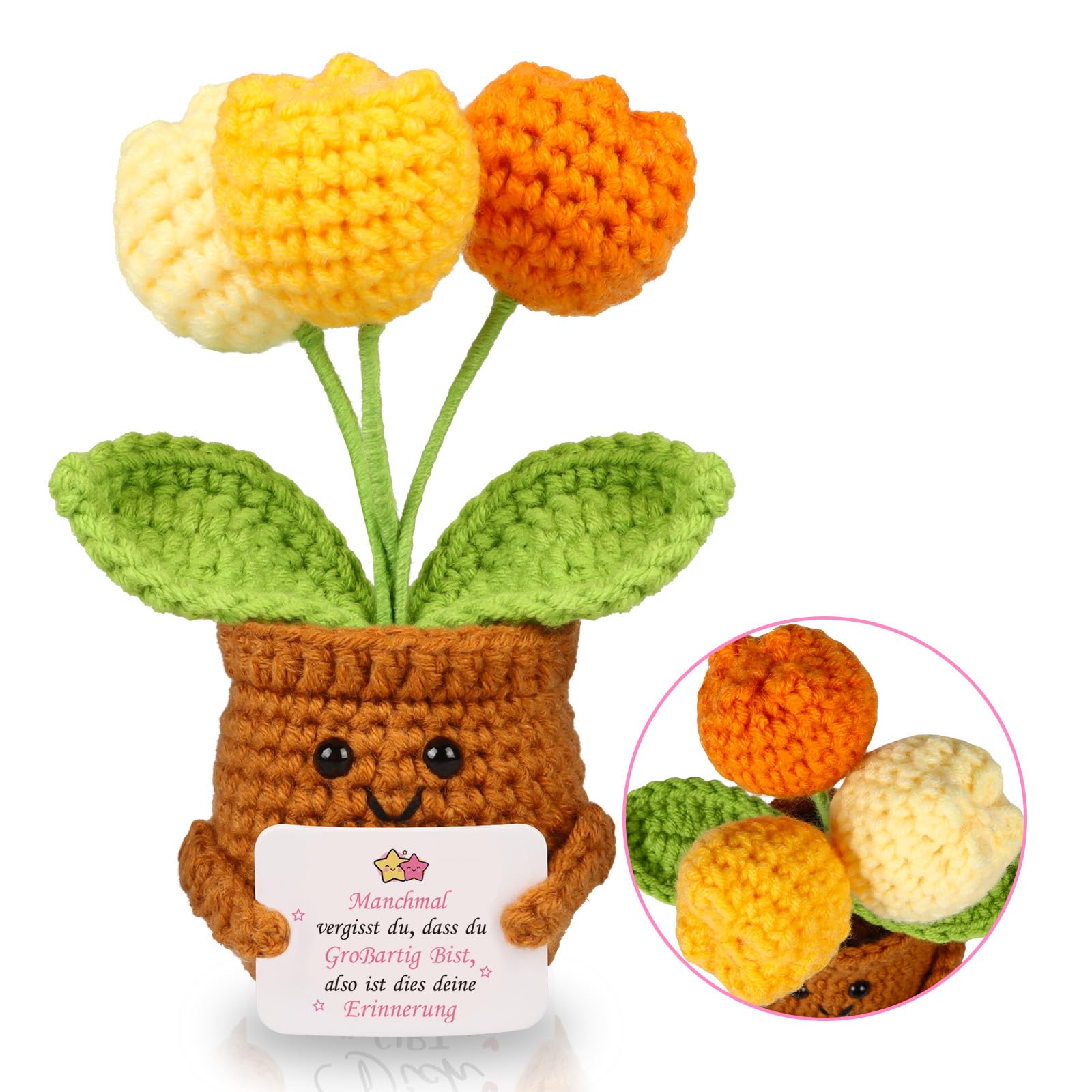 WenmthG Gestrickte Deutsch Glücksbringer Anti Stress Kleines Geschenk für Schwester Freundin Frauen Kollegen Freunde