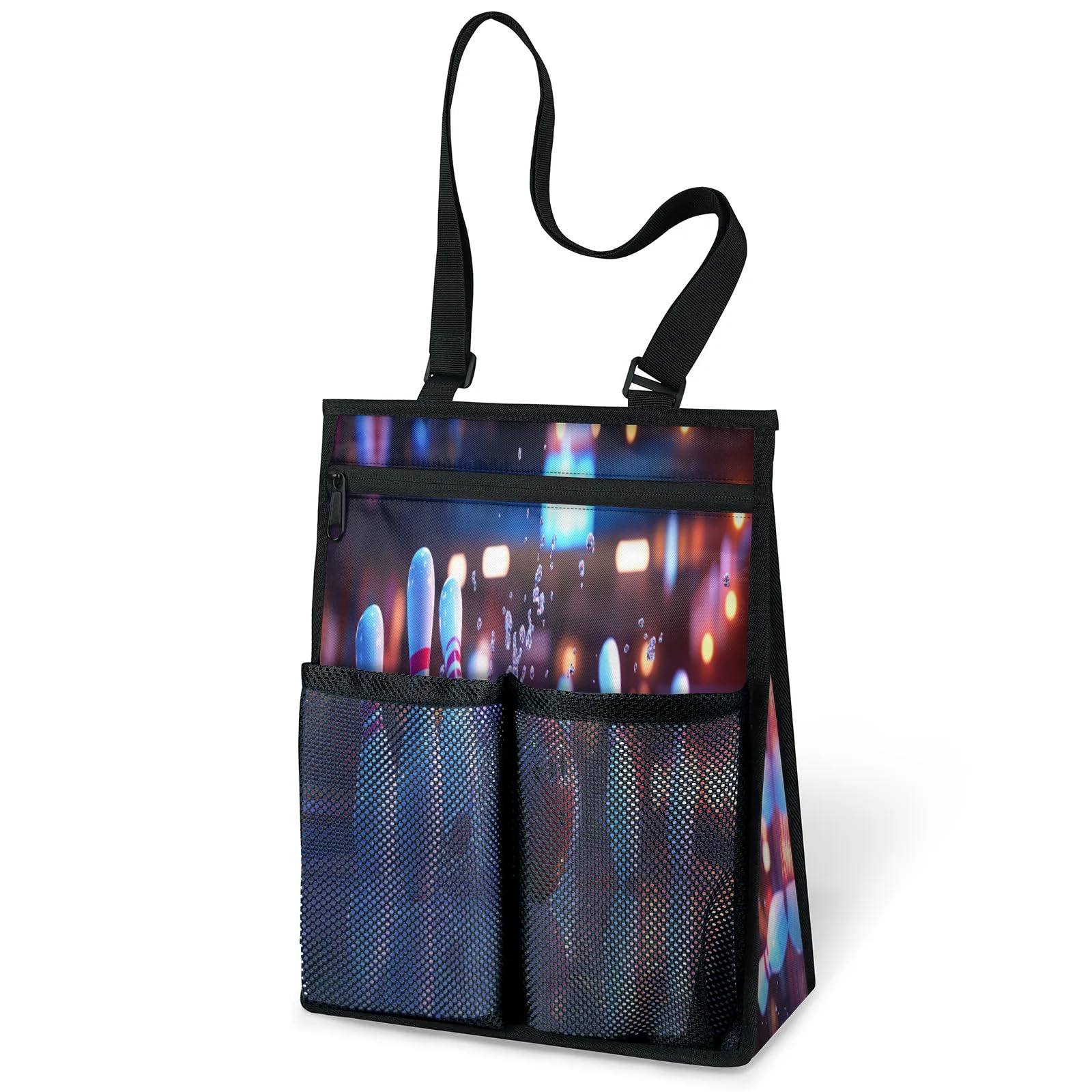 Ourtheme Bowling Theme Portable Shower Bag for Travel Gym Camp Beach Tote Shower Caddy Bags Hanging Toiletry Organizer