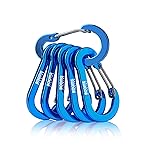 Booms Fishing CC1 Multi-Use Carabiner Clip, 6 Pack Small Caribeener Clips, Mini Keychain Caribeaner Clip 2 inch, Aluminum D Ring Carabiners, Blue