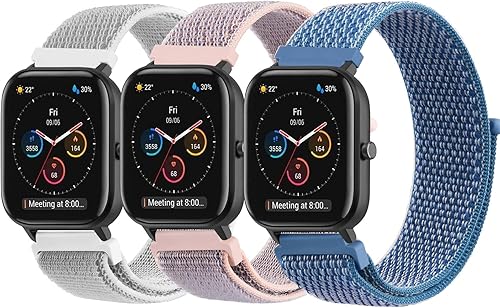 AK Correas de nailon para Amazfit GTS 4GTS 4 MiniGTS 3GTS 2 MiniGTS 2eGTS 2 y Amazfit GTR de 165 pulgadas paquete de 3 correas de reloj inteligente