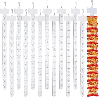 Roowest 30 Pieces Station Merchandise Strips Plastic Hanging Strips with 30 Pieces S Hooks Clips, Chip Bag Holder for Store Retail Craft Candy Potato Bags Display with Label Header, Clear