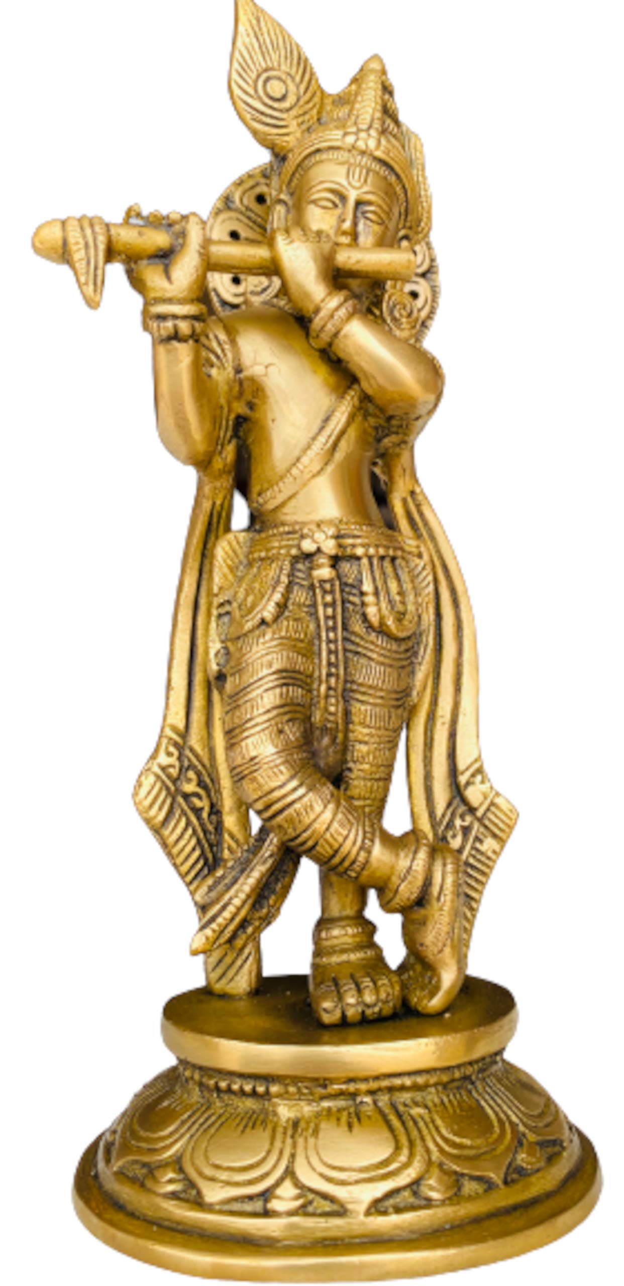 QT S Krishna Brass Statue Handmade Antique Krishna Statues Kishan Krishna Murti Idol Statue Sculpture Krishna God of Compassion Tenderness & Love Handmade in Nepal