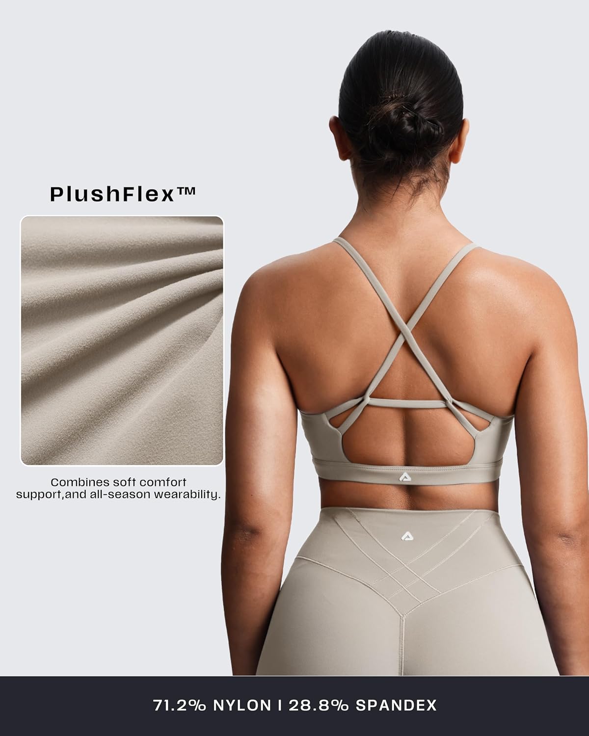 Aoxjox Women's Workout Sports Bras Cross Back Fitness Athletic Velura Ruched Bra PlushFlex™ Yoga Crop Tank - Image 4