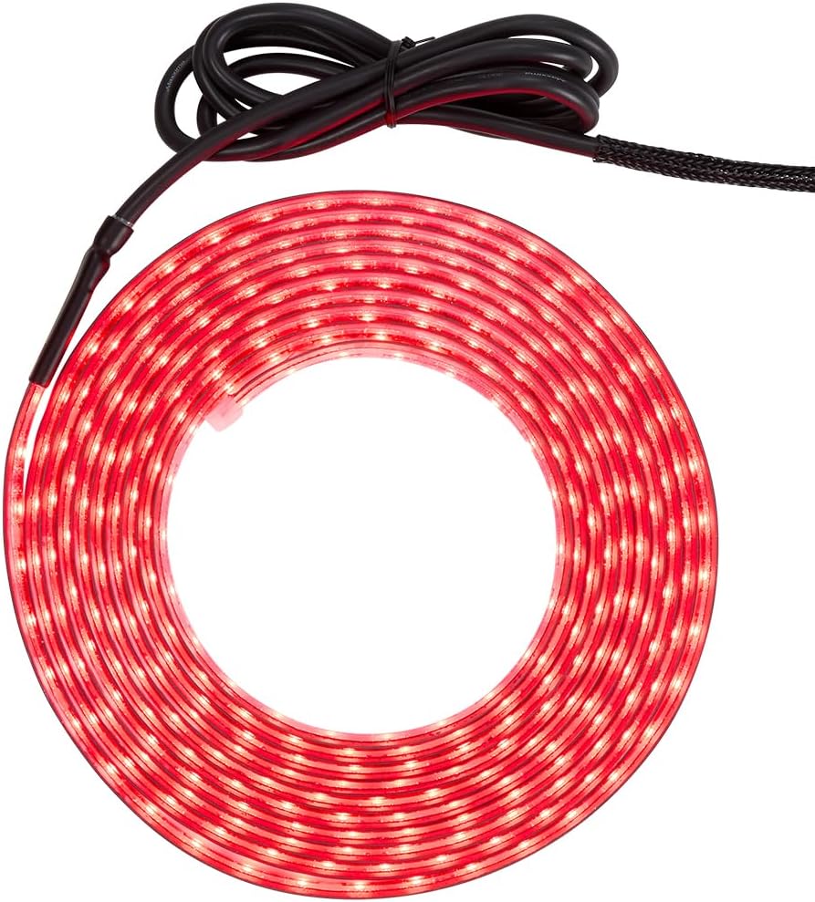 Maxxima 196” Red Silicone Flexible Adhesive Strip Light, Commercial Grade Truck Light, Third Brake Light or Clearance Marker for Tankers, Ring of Safety for Trailers, 3M Stick Tape, 12.8VDC, 3.1A