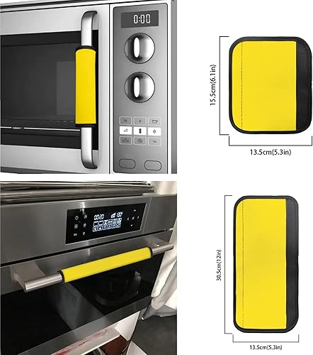 Miniatura 6 de Cubiertas amarillas para manija de puerta para refrigerador y microondas, 4 unidades, protector para tus electrodomésticos de cocina, manijas de