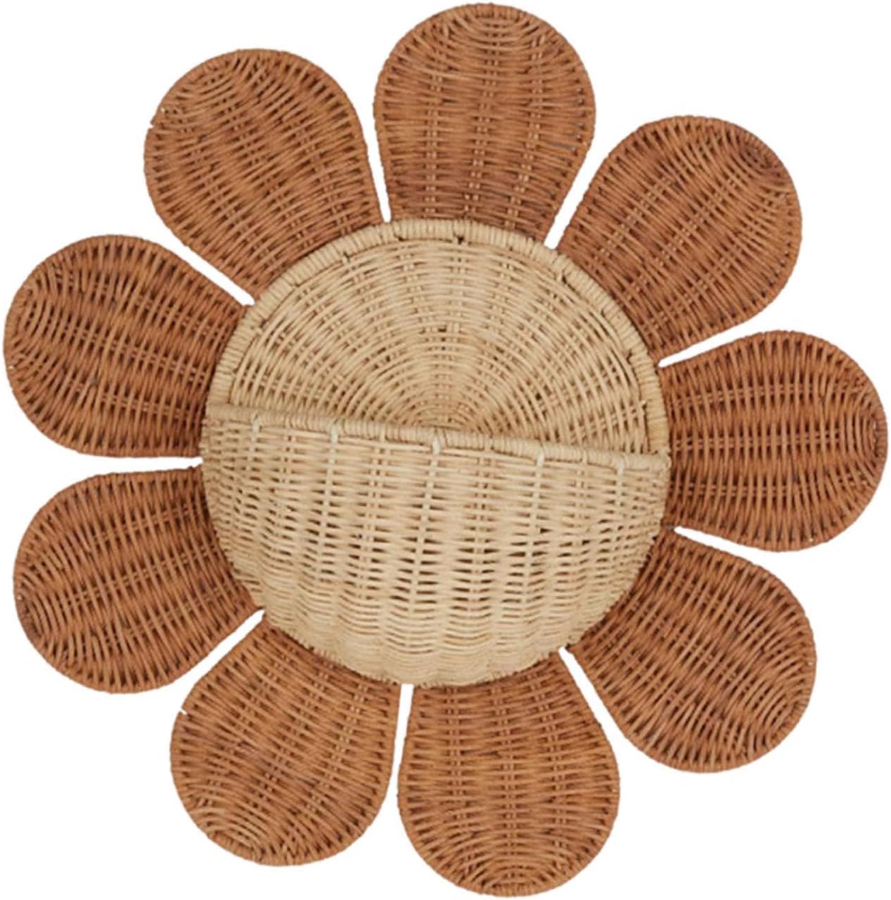 Boho Rattan Wall Mount Basket - Decorative Woven Storage Organizer, 15.75x5.91 Inches - for Keys, Kitchen, Nursery & Laundry Room