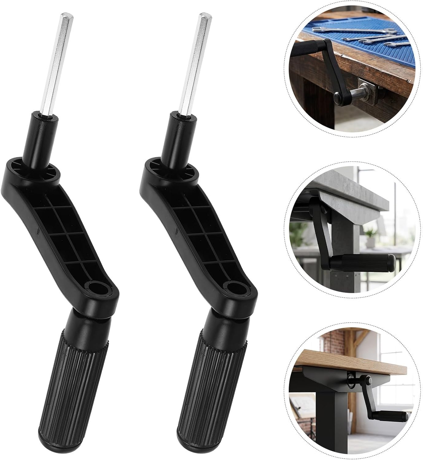 2pcs Manual Crank Handle Replacement for Adjustable Height Desks Black