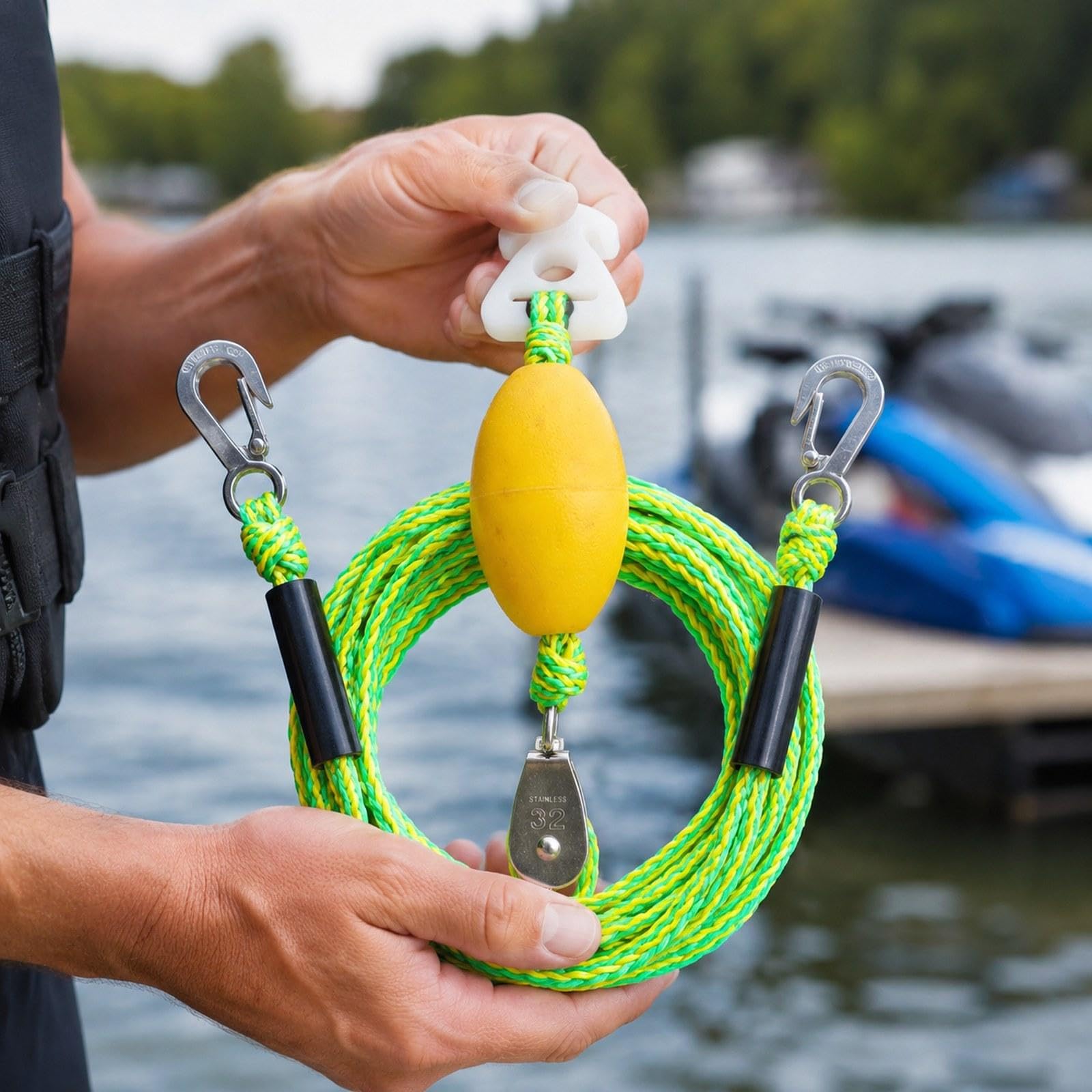 Imbracatura di Traino per Barca, Corda da Wakesurf, Ganci in Acciaio Inossidabile, per Adulti, Portatile E Versatile.