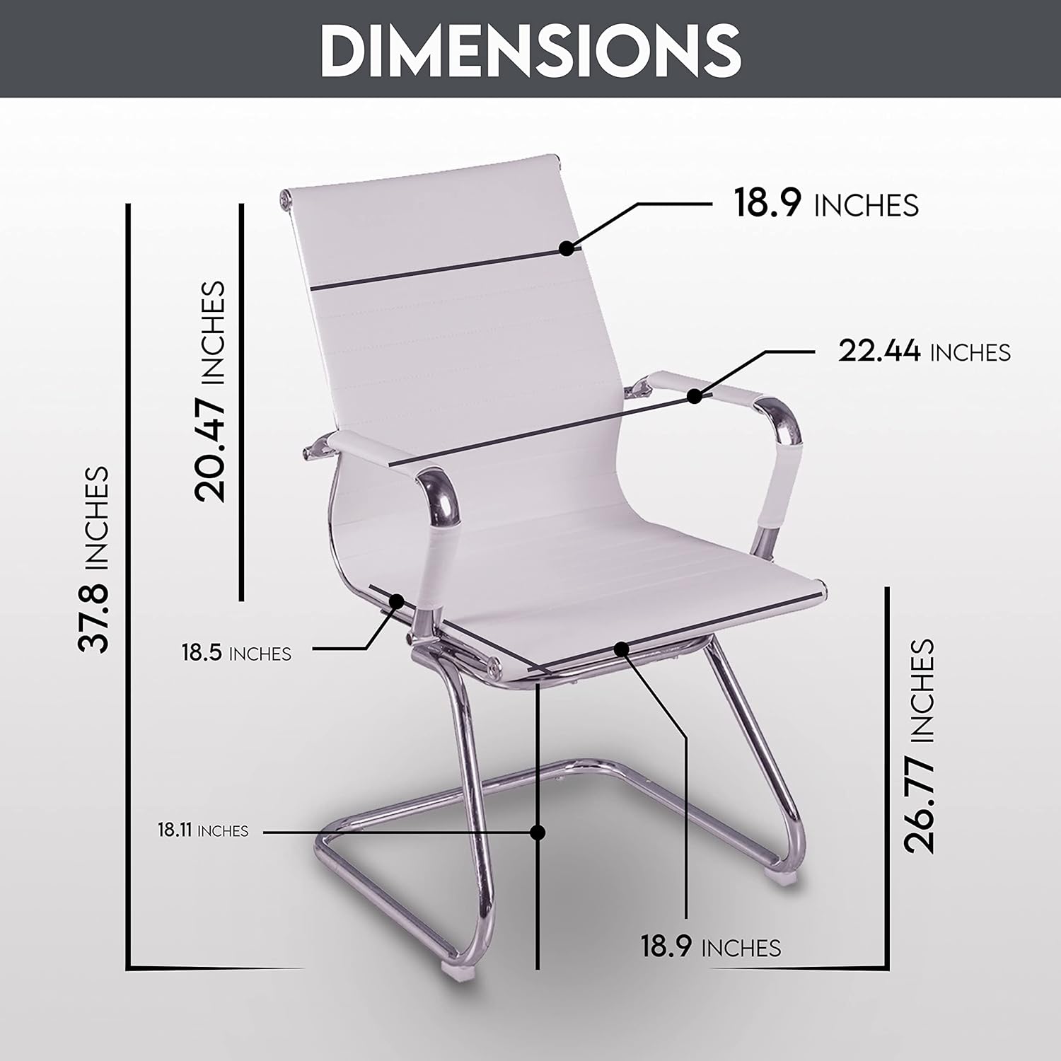 US Office Elements PU Leather Office Guest Chair for Reception with Removable Arms - Sled Base Without Wheels for Desk Waiting Area Lobby Conference Room - Set of 2, Black (White) : Office Products