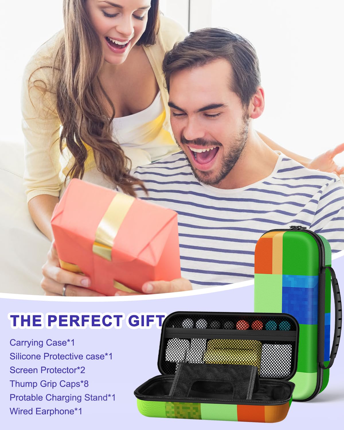 FYOUNG Kit di accessori per PlayStation Portal, custodia da trasporto e caricabatterie portatile magnetico per PS5 Portal con custodia protettiva, protezioni schermo, cuffie con cavo, 8 impugnature